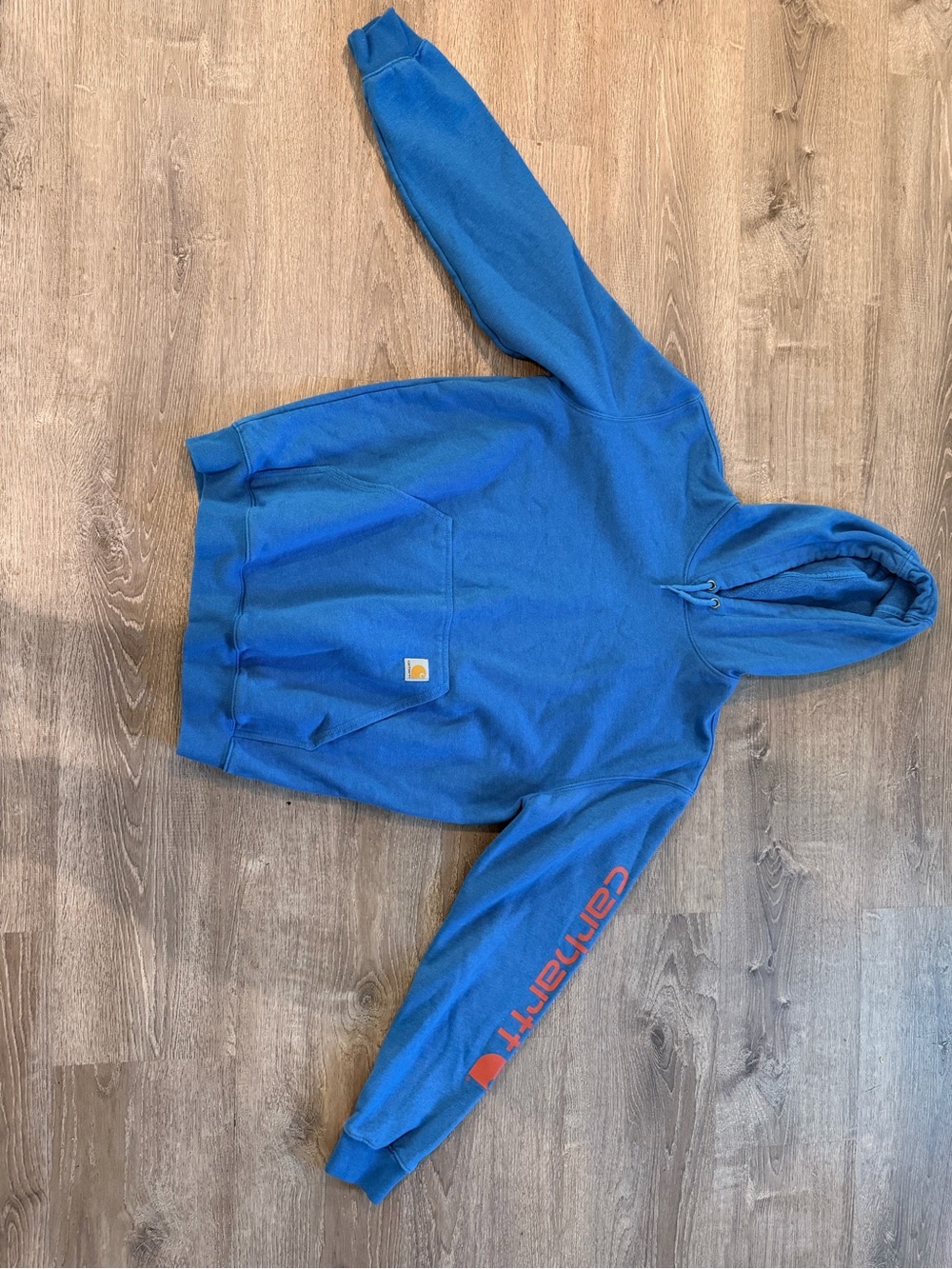 Carhartt Bright Blue Hooded Sweatshirt with Sleeve Branding